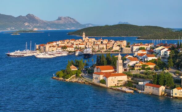 Scenic shot of the picturesque town of Korcula on a sunny summer day.