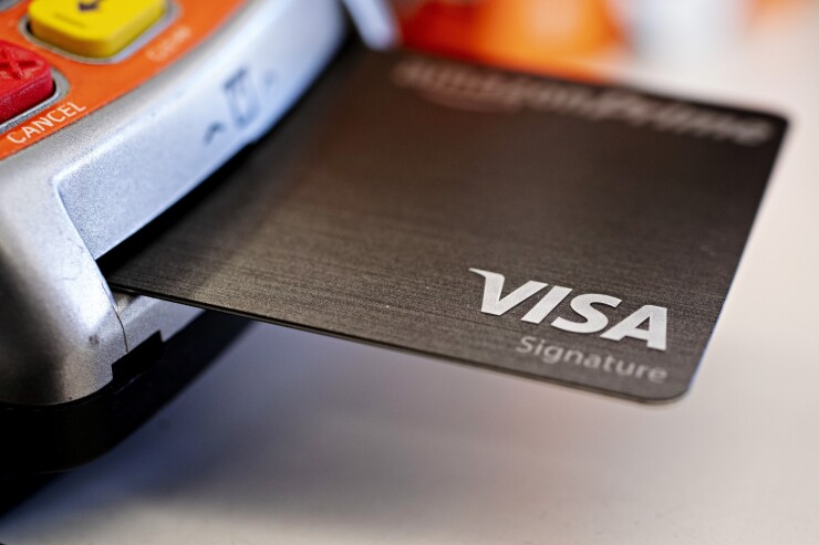 Visa card in reader