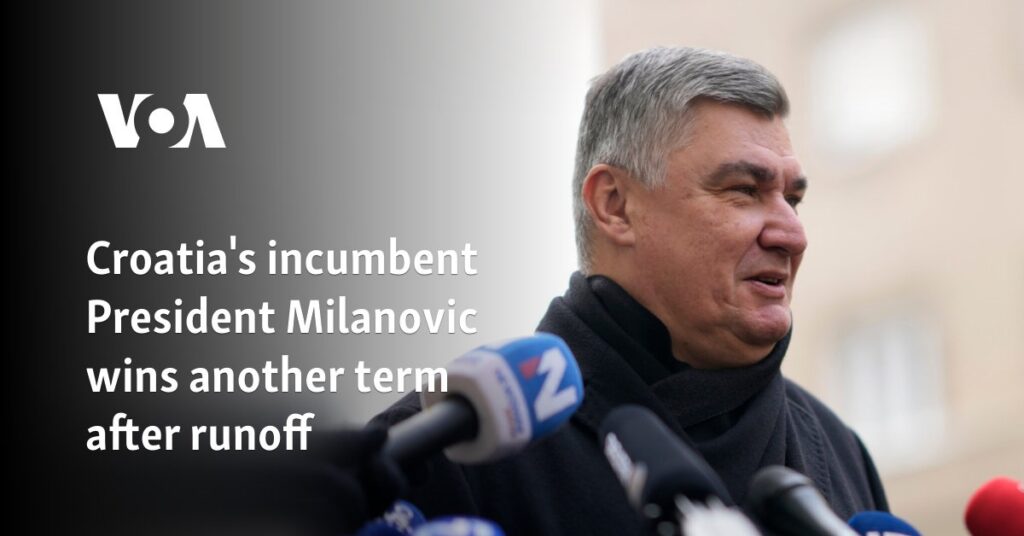 Croatia’s incumbent President Milanovic wins another term after runoff