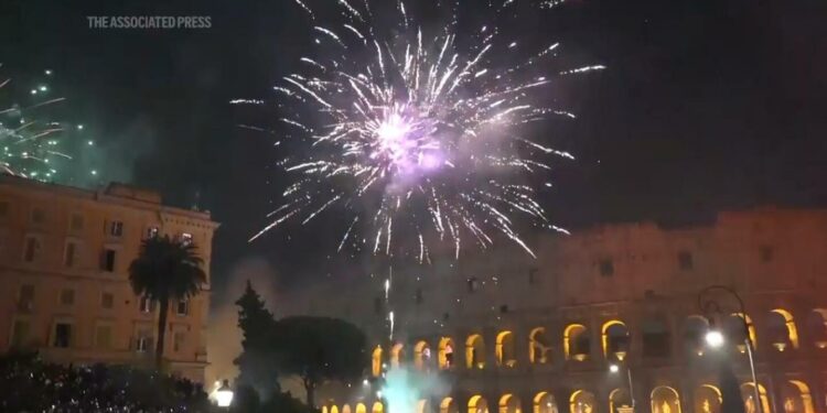 Fireworks dazzle throughout Europe as the region welcomes the new year