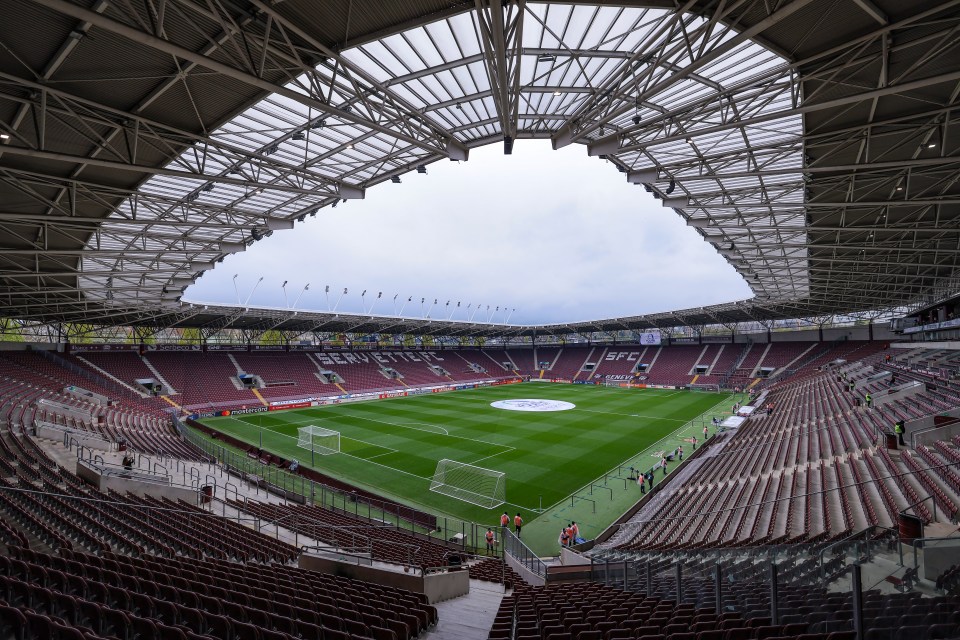 Stade de Genève before a UEFA Youth League semifinal match.