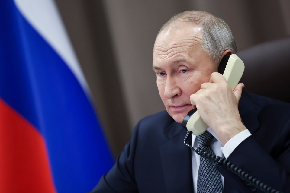 Vladimir Putin on the phone.