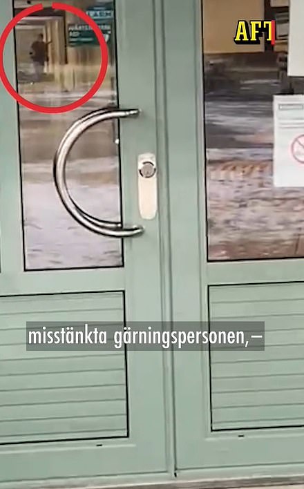 Terrifying footage captured the moment the Swedish school shooter paced the corridors of the building before his deadly rampage