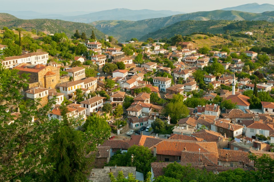 Aerial view of Sirince village, Izmir, Turkey.