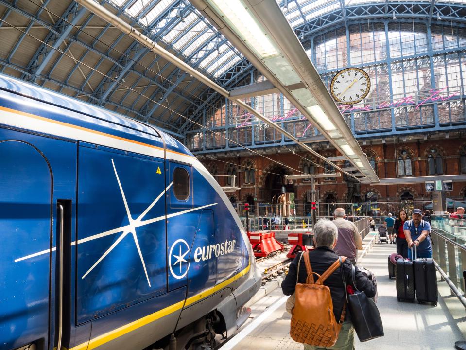 Eurostar train at St. Pancras International station.