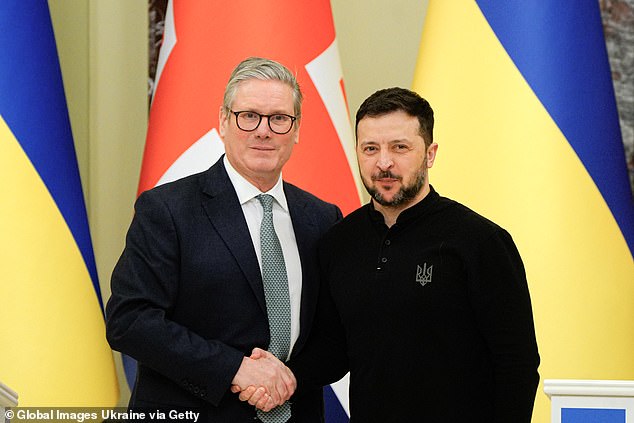 Keir Starmer with Zelensky during a joint press conference in Kyiv in January