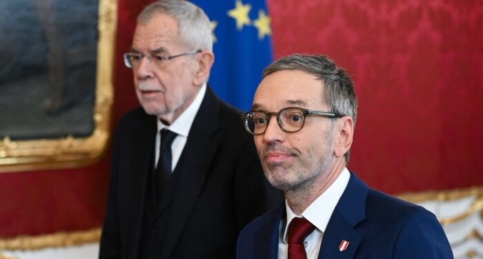 Herbert Kickl, leader of the far-right Austria Freedom Party, and Austrian President Alexander Van der Bellen