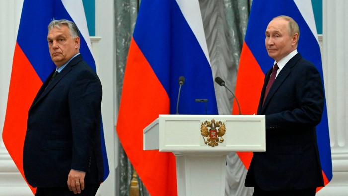 Hungary’s Prime Minister Viktor Orbán with Russian President Vladimir Putin in Moscow