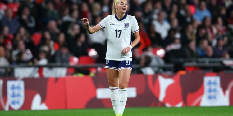 Chloe Kelly of England during a friendly match against team USA