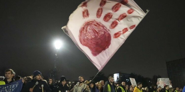 Serbia’s striking students and populist president hold parallel rallies as tensions spike